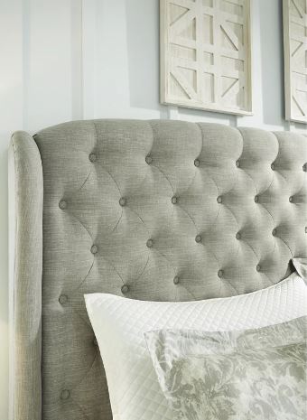 Jerary King Upholstered Bed Gray - Wing Back