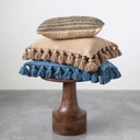 Brown Lumbar Pillow with Tassels 16x24in