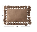 Brown Lumbar Pillow with Tassels 16x24in