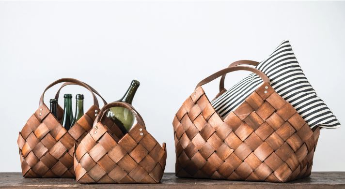 Seagrass Baskets w Leather Handles