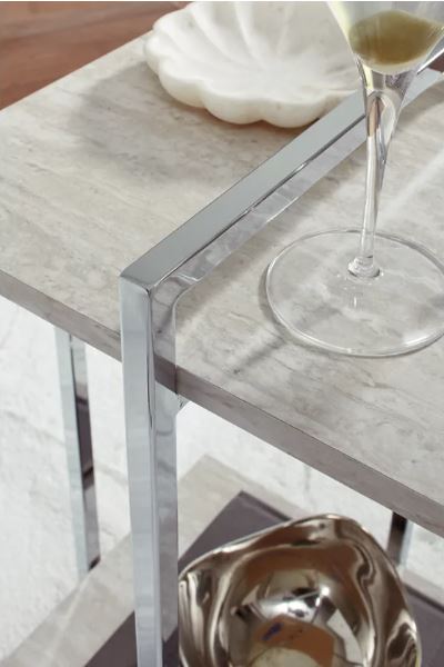 Bodalli Chairside End Table Ivory/Chrome