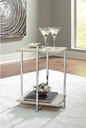 Bodalli Chairside End Table Ivory/Chrome