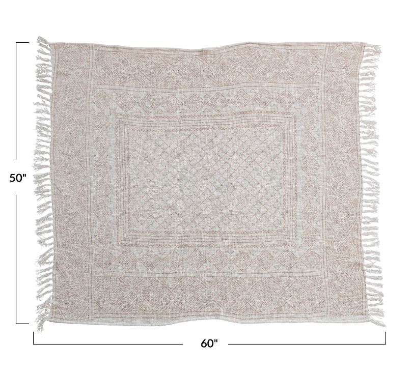 Ivory Printed Throw 60x50in