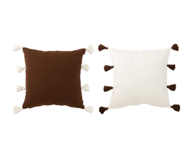 Brown Tassel Pillow Assorted 20in