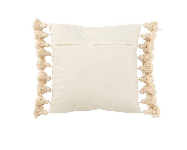 Beige Tassel Pillow 20in