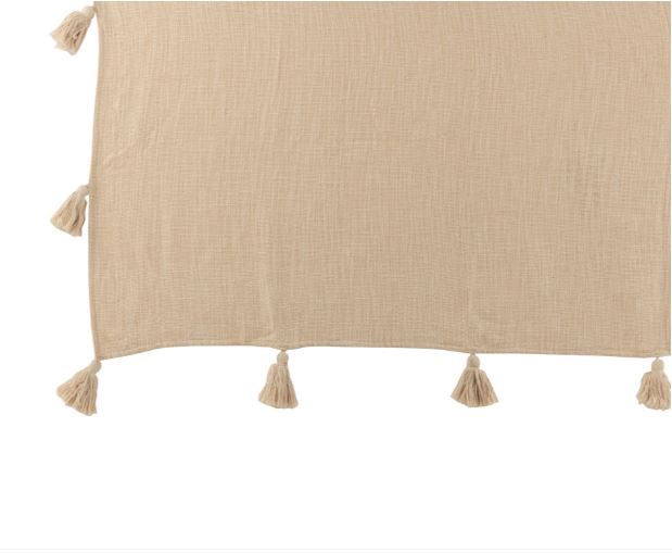 Beige Throw w/ Pom Pom 72x60in