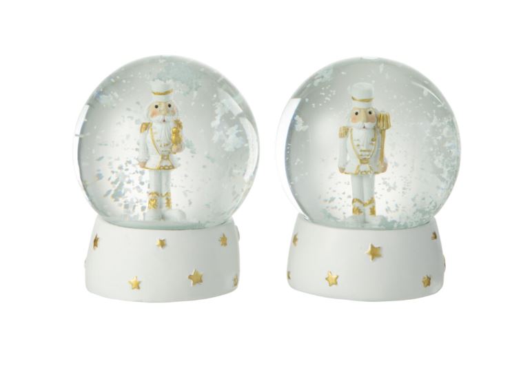 Assorted Snow Globes White/Gold Lg