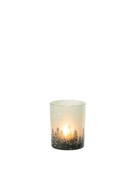 Snowy Tree Glass Hurricane Sm