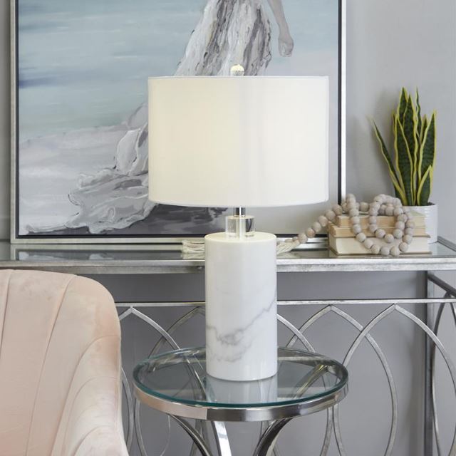 White Marble Table Lamp 26in