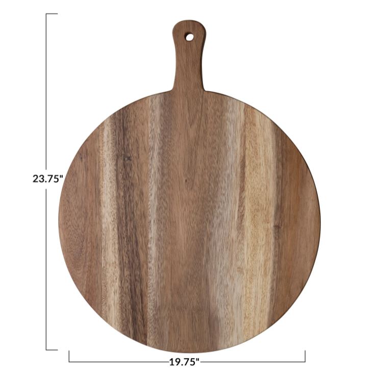 Suar Wood Cheese/Cutting Board w/ Handle, Natural 24-3/4"L x 19-3/4"W