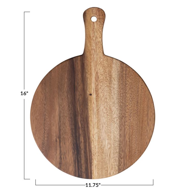 Suar Wood Cheese/Cutting Board w/ Handle, Natural 16"L x 11-3/4"W