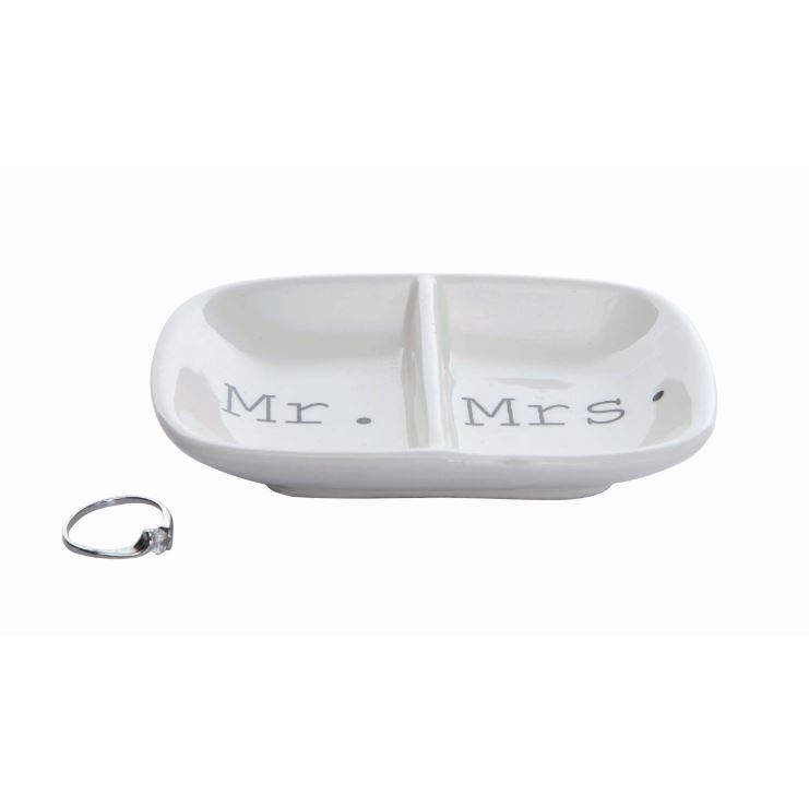 Mr./Mrs. Ceramic 2-Section Dish