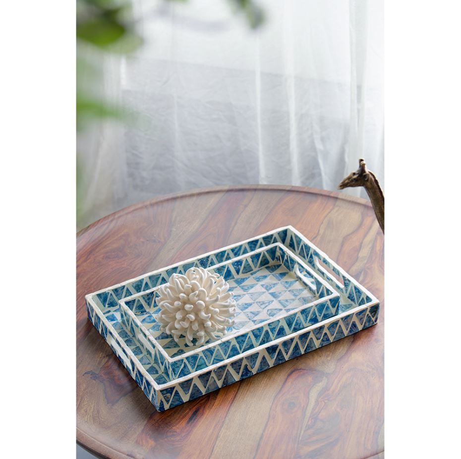 Decorative Rectangular Tray 14x8in