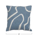 Abstract Blue Embroidered Pillow 18in