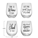 Drinking Glass w/ Happy Hour Saying, 4 Styles 16 oz.