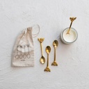 Brass Spoons w/ Bees, Set of 4 in Printed Drawstring Bag