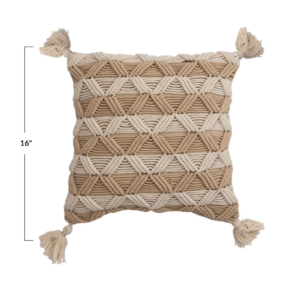 Macrame Pillow w/ Tassels 16in