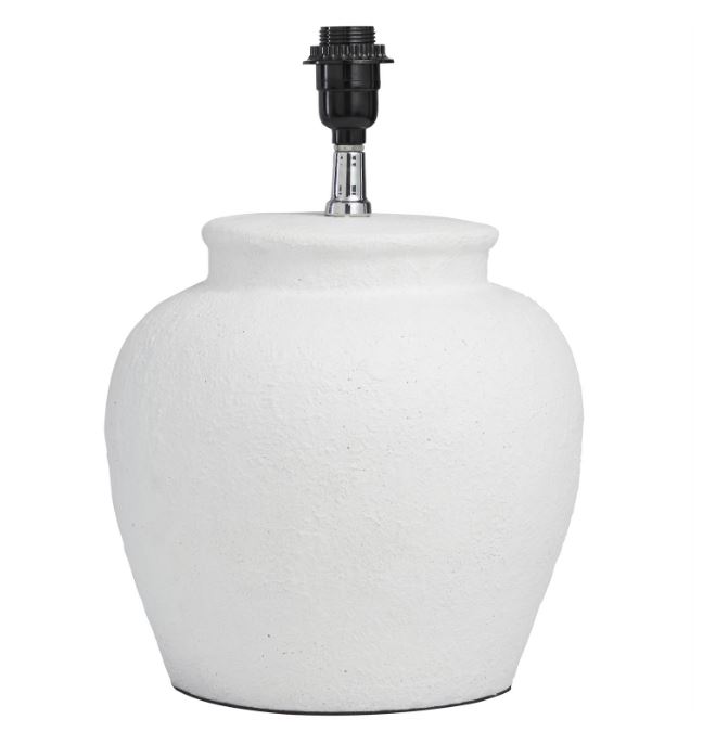 White Cement Pot Inspired Table Lamp 24in