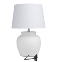 White Cement Pot Inspired Table Lamp 24in