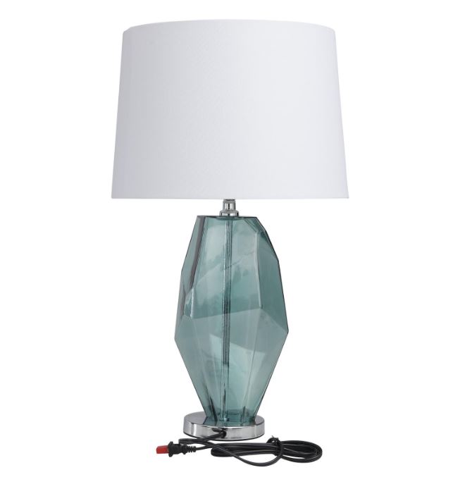 Teal Glass Abstract Angular Table Lamp 25in