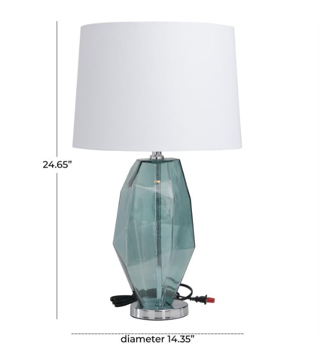 Teal Glass Abstract Angular Table Lamp 25in