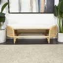 Handmade Rattan Oval Bench w/Fabric Cushion 49x18x17in