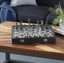 Black Aluminum Chess Game Set w/ Storage 15x16in