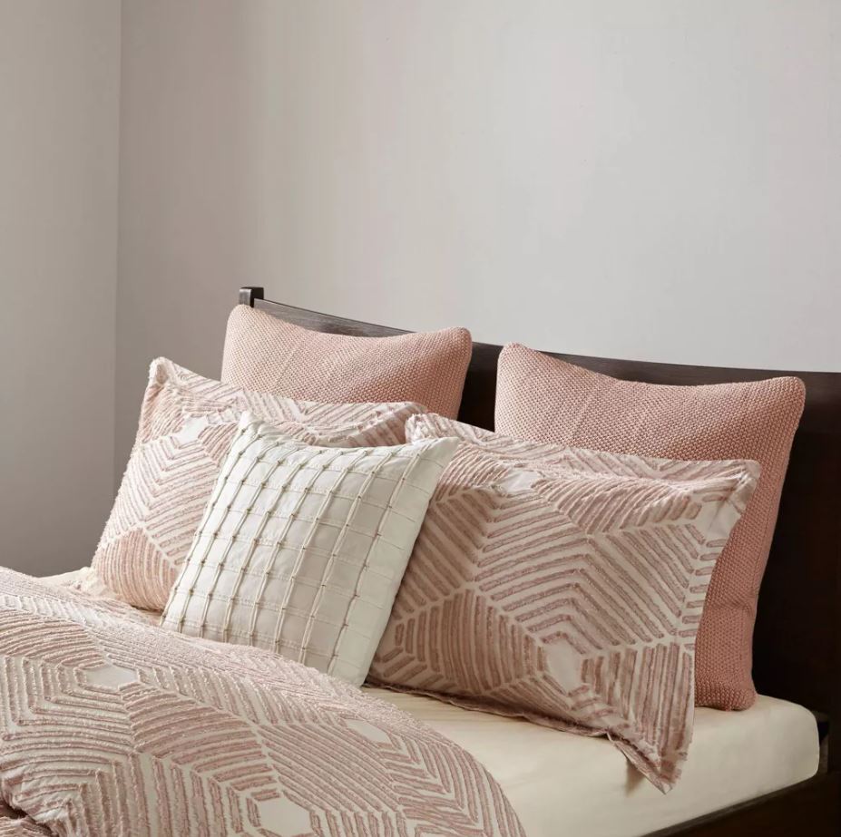 Ellipse Cotton Jacquard Comforter King Set Blush