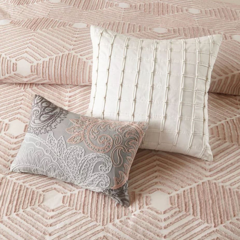 Ellipse Cotton Jacquard Comforter King Set Blush