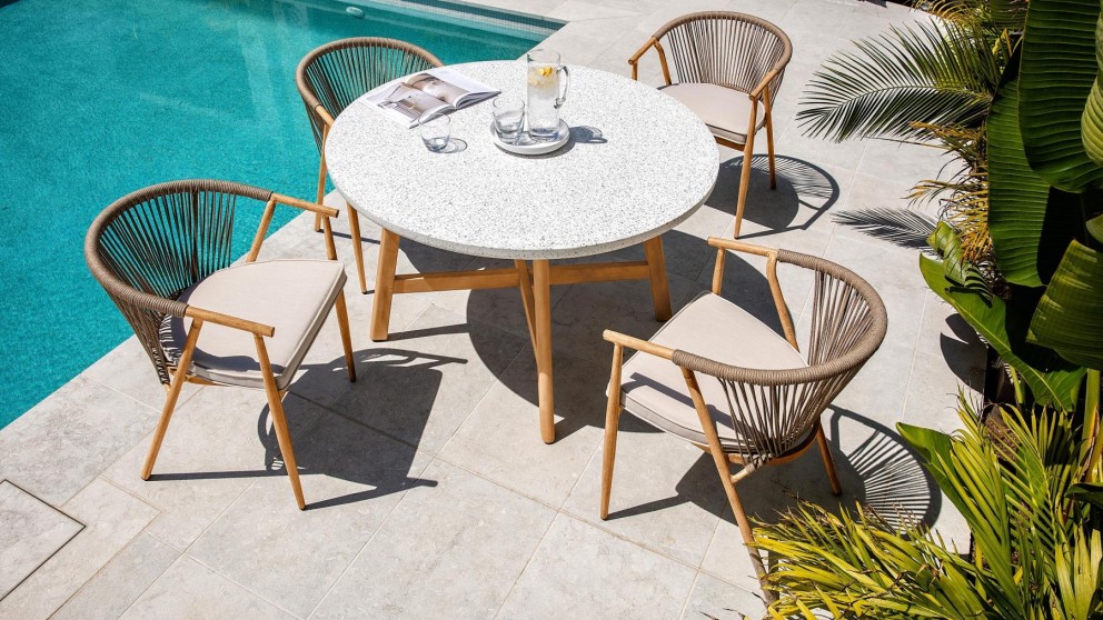 Bali Round Table with Stone Top