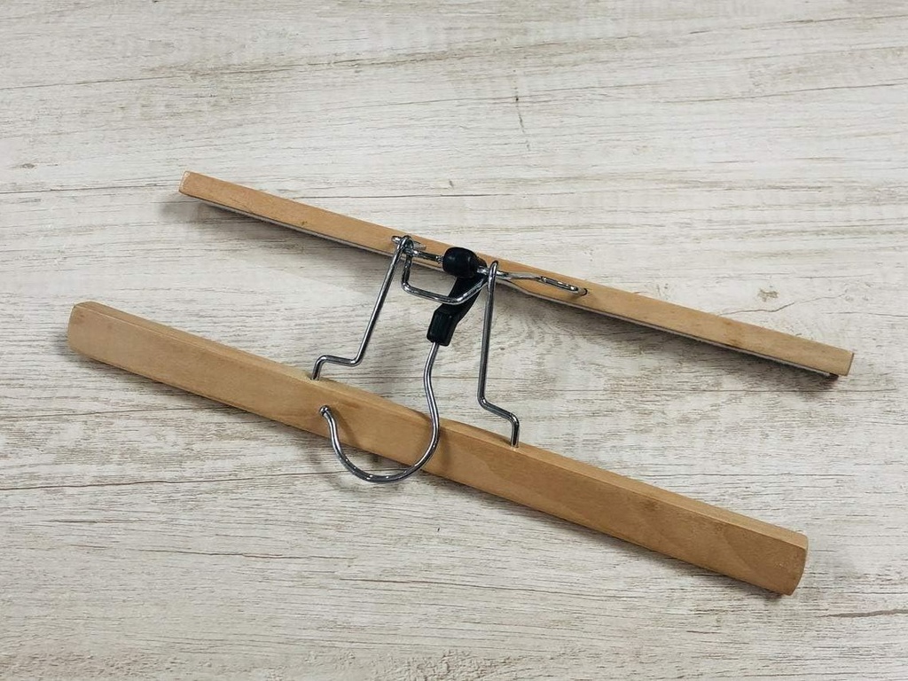 Trouser clamping hanger, 3 pcs Wood Natural
