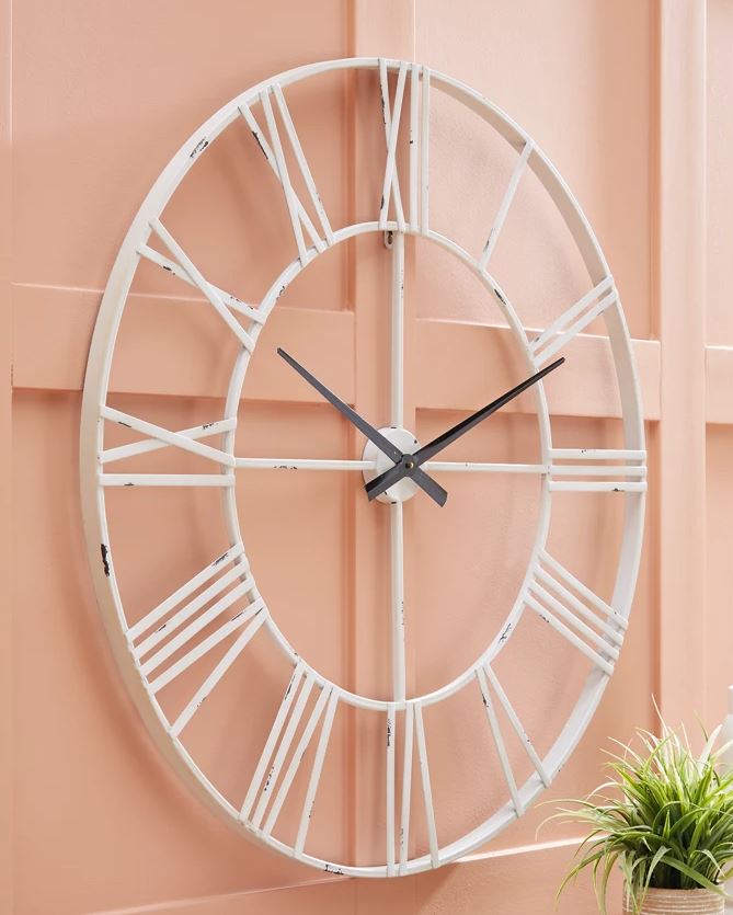 Paquita Antique White Wall Clock 36in