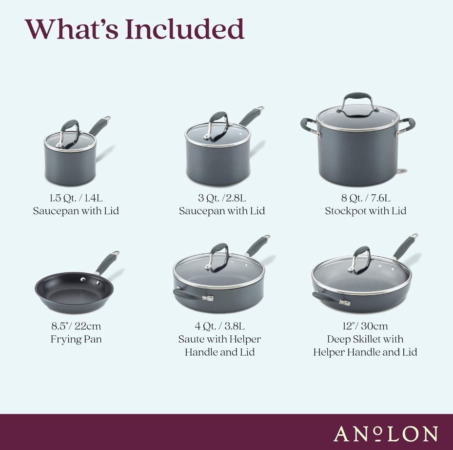 Anolon Advanced Moonstone Cookware Set 11pc