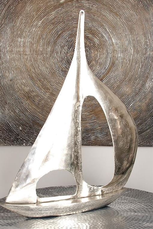 Silver Sailboat Sculpture 37in