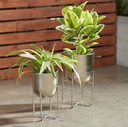 Silver Metal Footed Planter 13in
