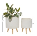 White Cement Footed Round Planter 13in