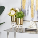Gold Metal Planter On Stand 12in