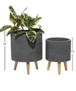 Grey Cement Footed Round Planter 13in