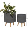 Grey Cement Footed Round Planter 16in