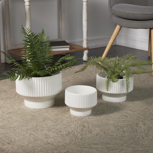 Groovy Geo Planter White 8in