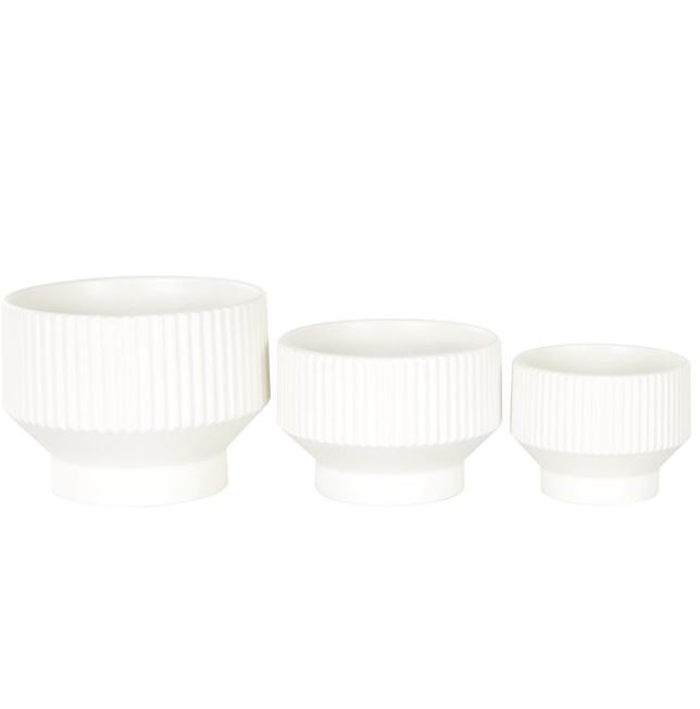 Groovy Geo Planter White 8in