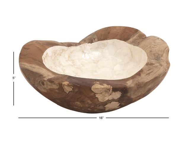 Teak Capiz Bowl 16in