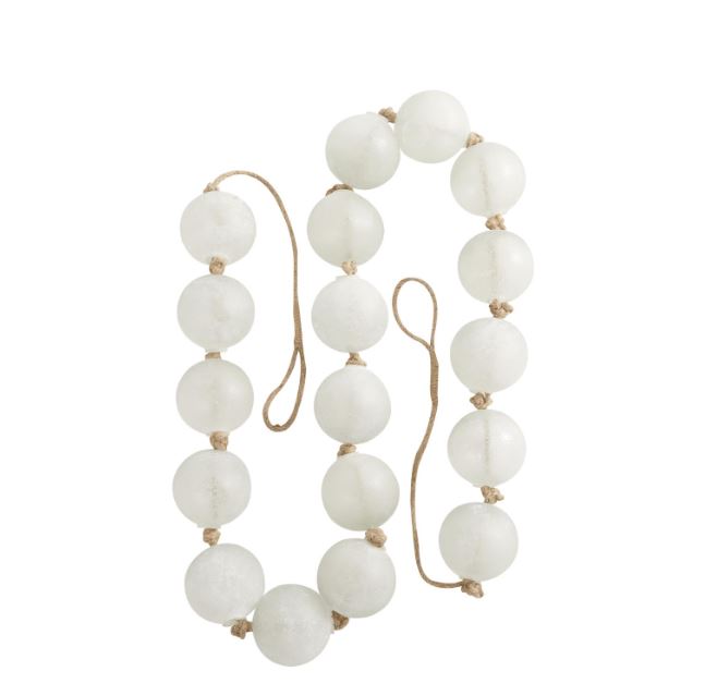 Glass Bead Garland White 91in