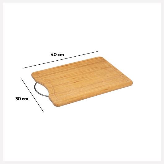 Bamboo Cutting Board with Stainless Steel Handle 42cmx30cm