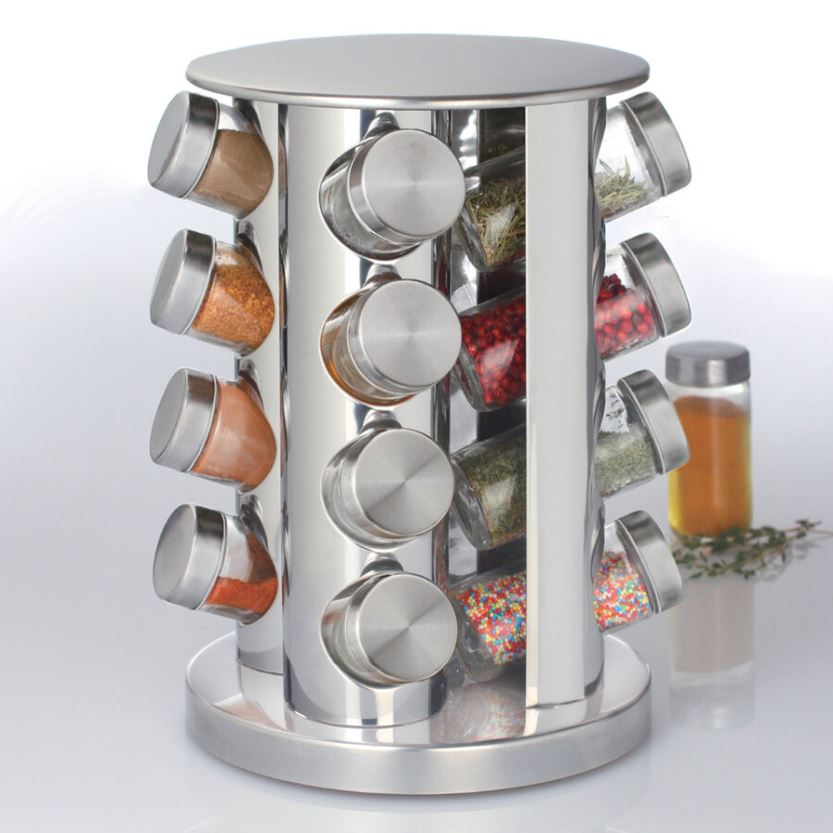 Glass Spice Jars and Stainless Steel Rack