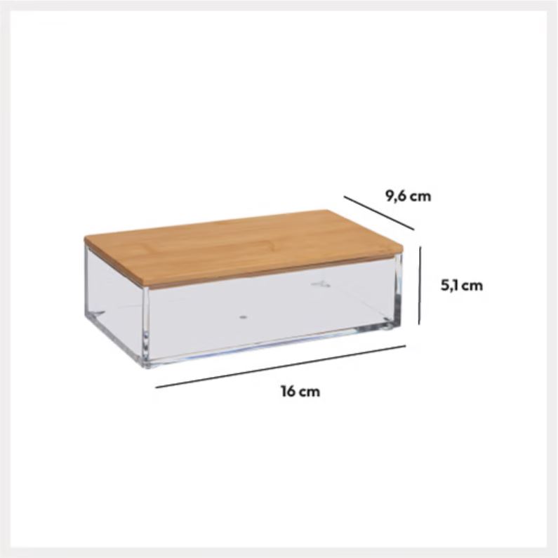 Selena Storage Box Small Clear/Bamboo