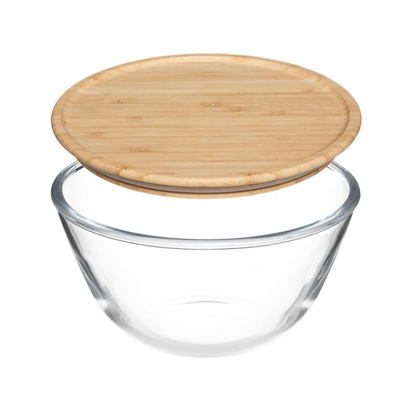 Glass Salad Bowl with Lid 1L
