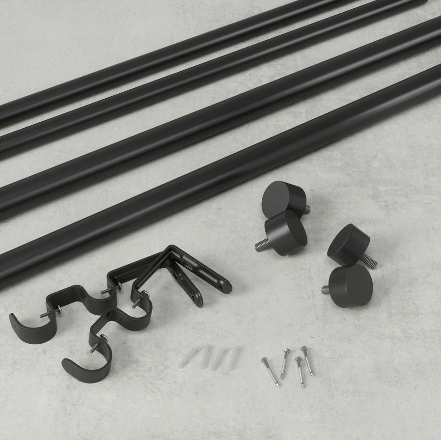 Cappa Double Rod 66-120 inch Black