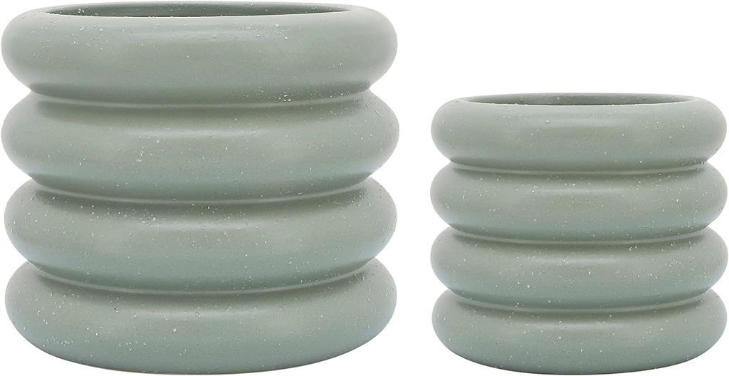 Ceramic Bibendum Planter Green 10in