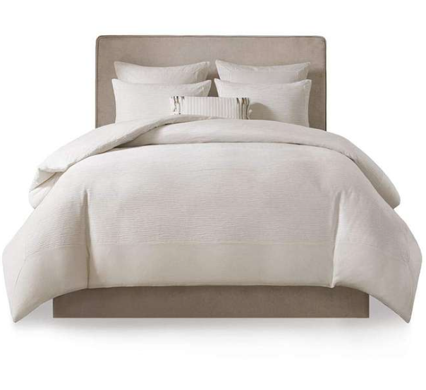 Hanae Cotton Blend Yarn Dyed 3 Piece Comforter Queen Set White